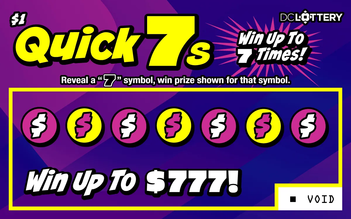 Quick 7s — $1 District of Columbia scratch-off ticket
